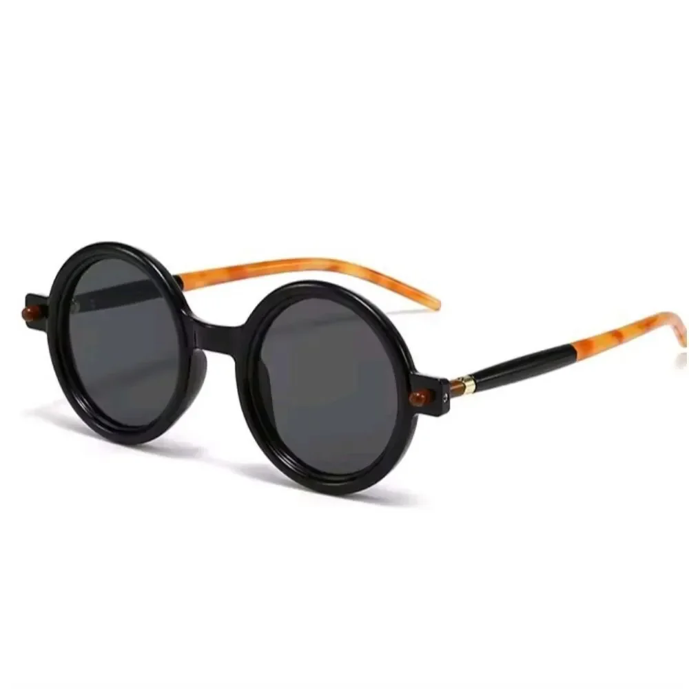 Vintage Black Unisex Round Sunglasses
